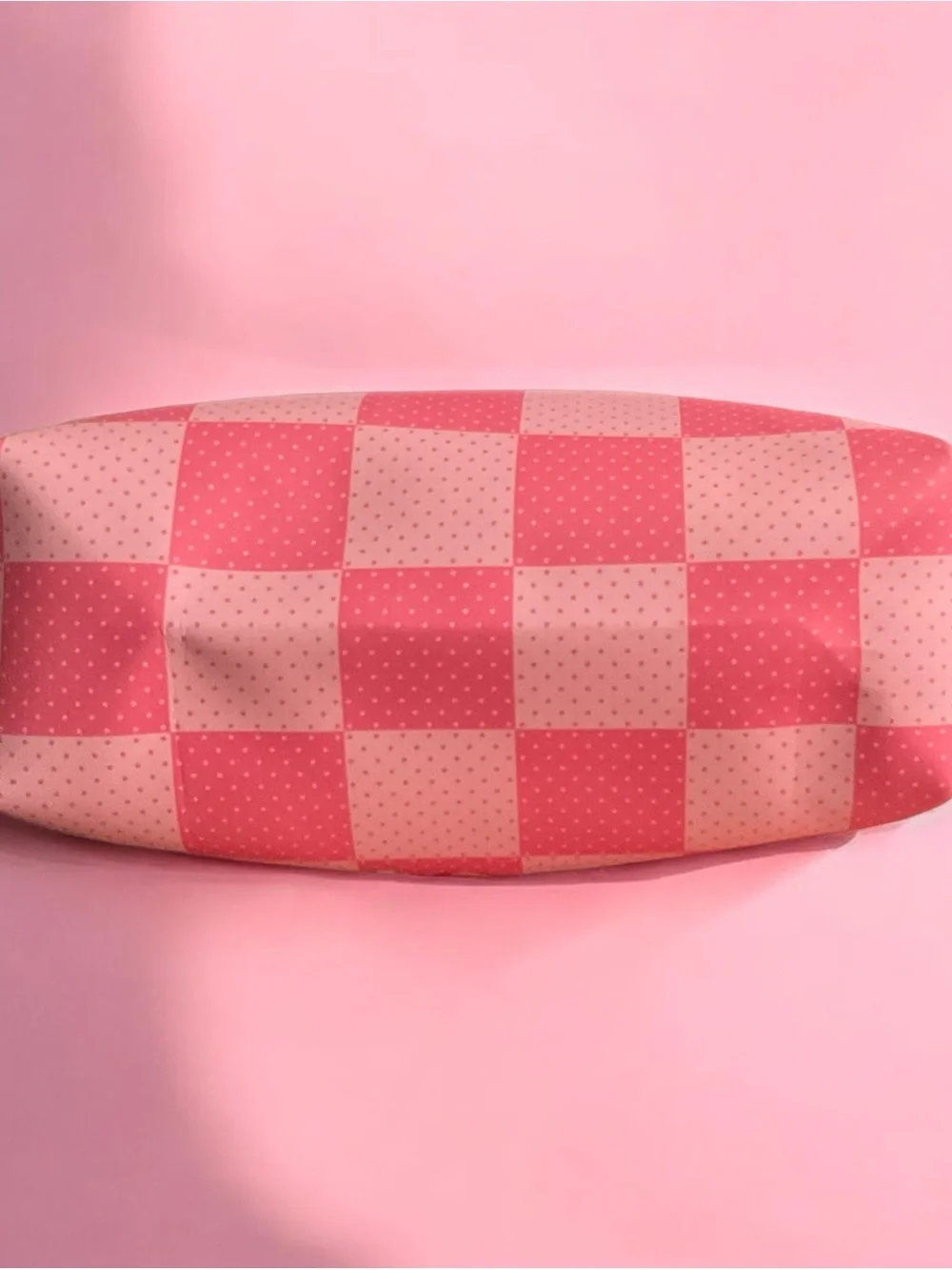 ROMWE Pink Check Strawberry Shortcake Cosmetic Pouch